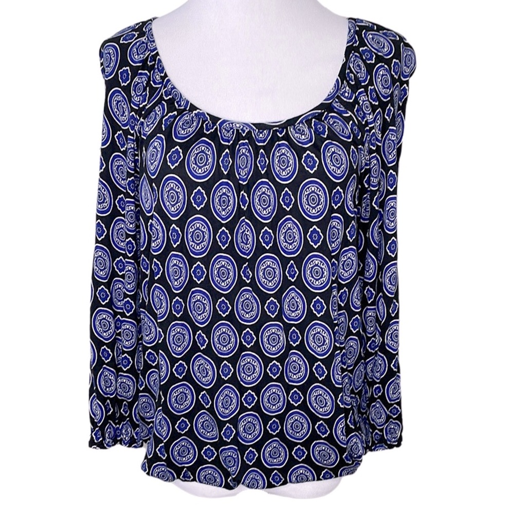 MICHAEL Michael Kors Petite Blue Print 3/4 Sleeve Top